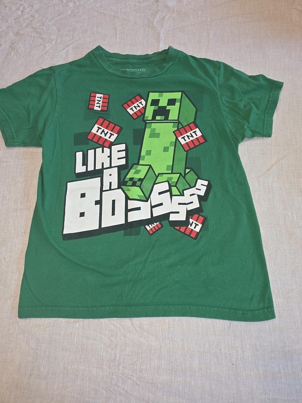 Green Minecraft-Inspired 'Like a Boss' Kids Graphic Tee